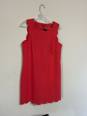 J. Crew Scalloped Coral Sleeveless Shift Dress